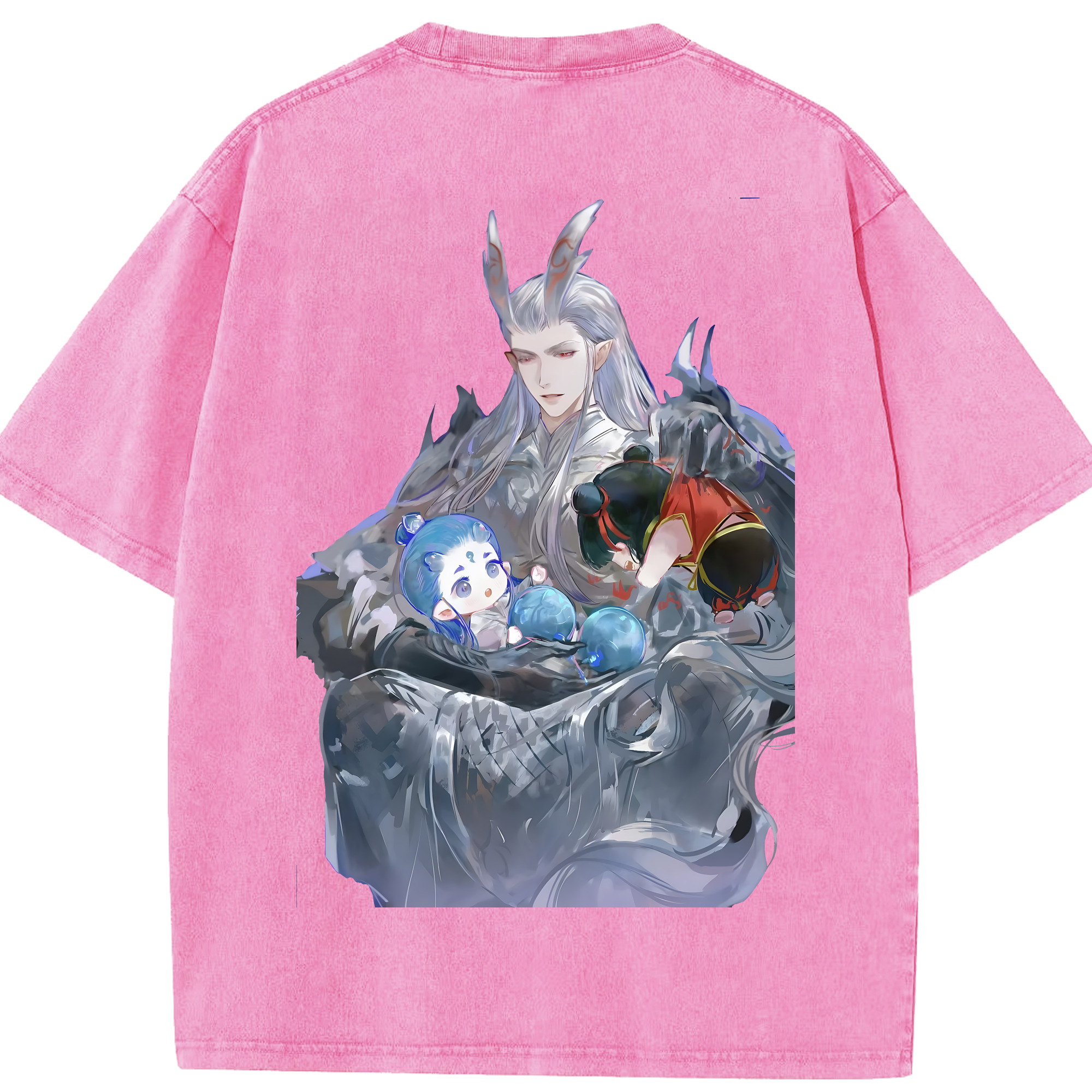 （画像用） Ne Zha 2 ナタ 魔童の大暴れ 綿100% ヴィンテージ風 半袖Tシャツ（背面プリント）